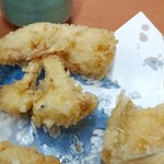 だるまの天ぷら定食 - アラカブ、カリフラワー、きす、なす。