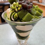 梅香堂 - 小倉抹茶ゼリーパフェ¥1100込(2025/12/下旬時点)別角度