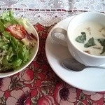 シュワルツ カッツ - ハンバーグセット こがしオニオンシャリアピン風（サラダ・スープ・ライスorパン付き）