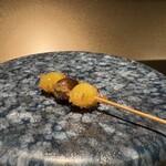 串揚げ キュイジーヌ･ド･オオサカ - 銀杏とむかご 蕎麦の実揚げ