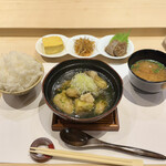 神楽桟 - 揚げ牡蠣と揚げ豆腐の生海苔あん¥1800