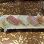 富久寿司 - みそ汁、寿司6貫