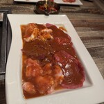 六本木焼肉　Kintan - 国産牛レバー、コプチャン、天肉、ギアラ