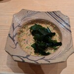 鮨 さかい - あん肝ソースとワカメ