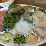 今井商店 - 中落ち、鯵、帆立×2、スルメイカ