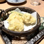 いかの墨 - 真鯛の白子 天婦羅