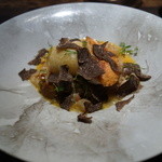 カイノヤ - リゾット 河豚と肝とひれ酒の泡