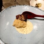 肉料理 ちぃちゃん - お肉の赤ワイン煮込、赤酢のシャリ、アワビソース、