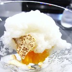 コミナセマコ - せとか、メレンゲ、あられ、シャンパンのエスプーマ