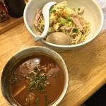 麺や 福一 - お正月限定メニュー・チバザポーク 林SPFポークのベジポタカレーつけ麺（￥900）1/1/2015