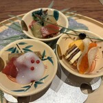 旬彩天 つちや - 先付　松竹梅の器