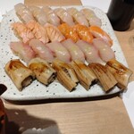 鮨 さかな - 炙りサーモン＆サーモン＆鯛＆穴子