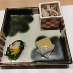 鮨 さかな - 先付け　シシャモ蒟蒻の食感が最高！