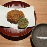 石葉 - 強肴：蛤フライ 酢橘 塩