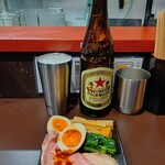 鶏paitan 心麦 - 赤星にツマミトッピング