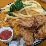 膳 - 鶏唐揚と焼きコーンなの