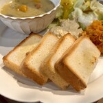 ハルトナリ。 - かぼちゃ豆乳クリームシチューとトースト(\1,600)　pono-pono@岡谷の米粉食パンのトースト