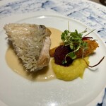 しまなみふれんち Murakami - 旬魚（愛媛愛南町産白甘鯛のポワレ）&人参3種（黄色人参のピューレ、京くれないのガレット、紫人参のピクルス）&ブールブラン