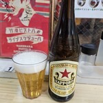 夢ちゃんラーメン - 瓶ビール（赤星）