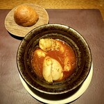 アカ - ⑤河豚白子と車海老アヒージョ