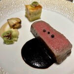 しまなみふれんち Murakami - 黒毛和牛（愛媛県産牝フィレ肉）&黒ニンニク+牛出汁ソース&ロマネスコカリフラワー