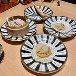 いかの墨 - 帆立×2、豚バラ、南蛮海老