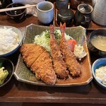 とんかつ藤 - 盛り合わせえびロース定食（2000円）