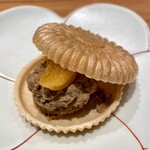 梯子 - 鶏白レバーペーストとあんずの最中