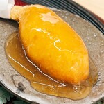 日本料理 久丹 - 舞鶴カニの爪（親指）のフライ。生姜餡でいただきます