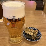 プロント - 生ビールプレミアムとお通しの海苔天