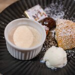 つくば食堂 花 - 2025.12 白いフォンダンショコラ 胡麻のパンナコッタ 生姜ジェラート