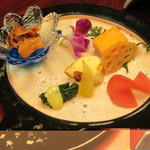 旅館山翠 - 「前菜」は６種盛り合わせです。