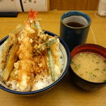 Tendon Tenya - 天丼500円＋大盛100円＋茄子70円　クーポンで50円引き！＝620円