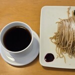 小布施堂 えんとつ - ホットコーヒー(朱雀ブレンド)、モンブラン朱雀