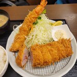 とんかつ 鉄 長原店 - 特選棒ヒレカツ定食と大海老フライ