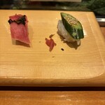 江戸政 - きゅうりと蕪の握り