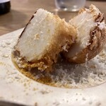 食堂Light - 朝倉産 秋月里芋のべニエ～からすみがけ～揚げ物を意味するベニエ。