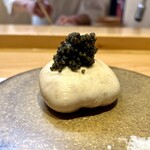 美味いもん屋 わ多なべ - いわき梅田水産天然トラフグ焼き白子 フランス産熟成キャヴィア乗せ