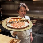 緒乃 - のれそれ(淡路島),赤貝,車海老,鮑,芽ねぎ,酸味を効かしたお出汁で