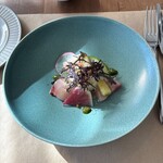 Trattoria esse - 寒ブリの炙り 源助大根のヴァポーレ サルサヴェルデ