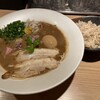 自家製麺 MENSHO TOKYO - ラム煮干し中華そば950円（トッピング味玉150円）
胡椒めし200円
