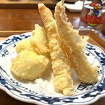 仲佐 - 海老と一本ネギの天ぷら