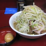 ラーメン二郎 - 味玉￥１００＋小ラーメン￥６５０