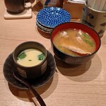 寿司おのざき - 茶碗蒸し　味噌汁付き