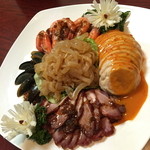 四川食府 - ４，０００円コースの「５種の前菜盛り合わせ」（写真は９人前）２０１５年１月