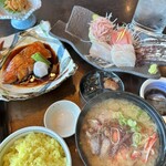 網元料理 徳造丸 下田駅前店 - 金目鯛煮魚と刺身膳➕金目鯛あら汁