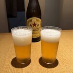 鮨 一二郎 - とりま赤星★うすはりグラスだから泡がきめ細やか。