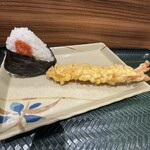 吉野家×はなまるうどん - 辛子明太子おにぎりと大海老天