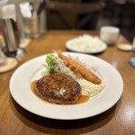 HAMBURG WORKS グランスタ八重洲店 - ワークスハンバーグ(200g)、エビフライ