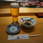 Shiogama Sushi Tetsu - 生ビールとお通し